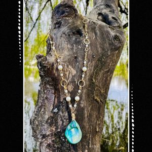 Pearl & Gold Shell Drop Necklace